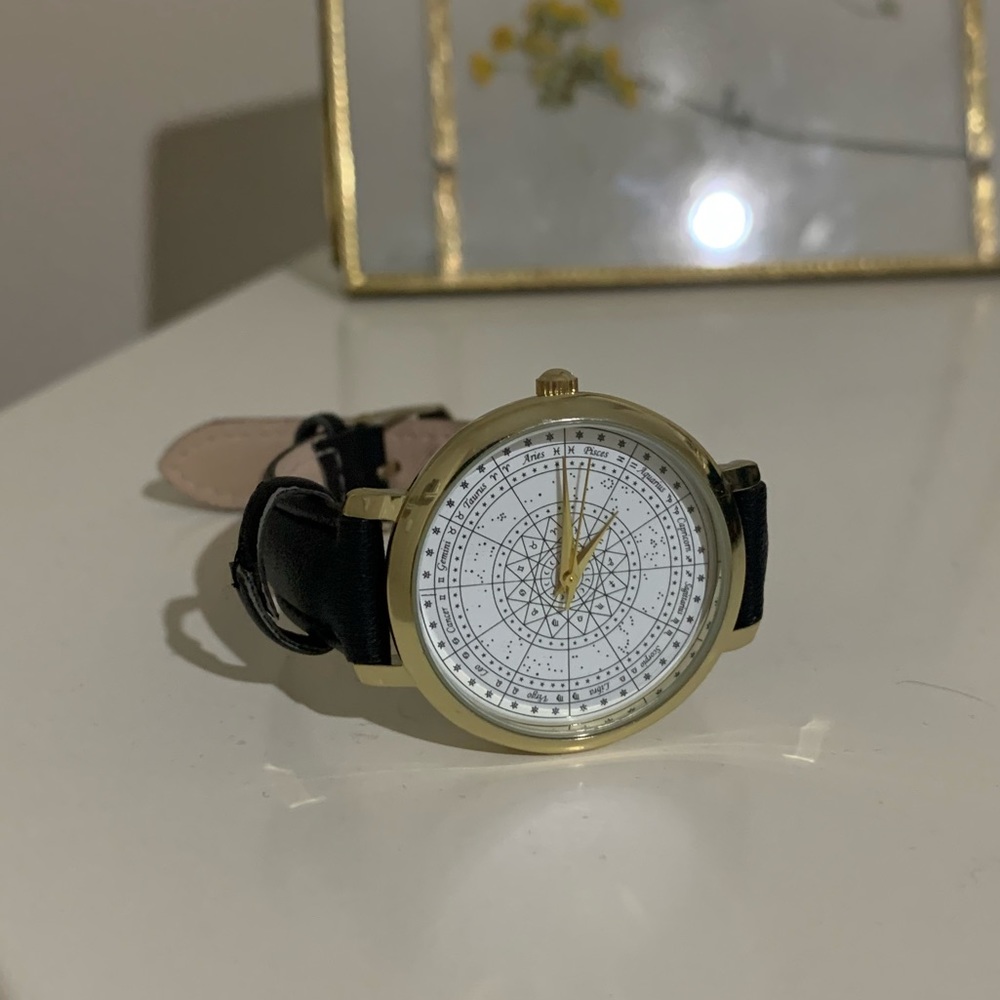 working black leather watch womens